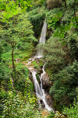 Waterfall in the gorge of the Aniene river next to the Villa of Manlio Vopisco. Tivoli, Italy