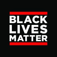 Black Lives Matter modern banner, sign, design concept, protestation poster, social media post with white text and red lines on a black background. 