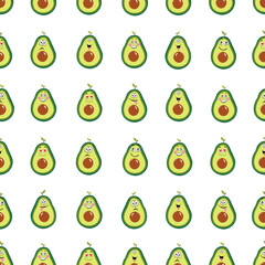 Avocados with cute expression seamless for textile design pattern