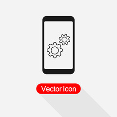 Phone Icon With Settings, Mobile Development Icon Vector Illustration Eps10