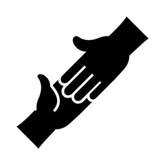 hands touching icon, silhouette style