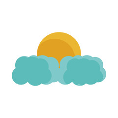 sun clouds weather sky flat icon with shadow