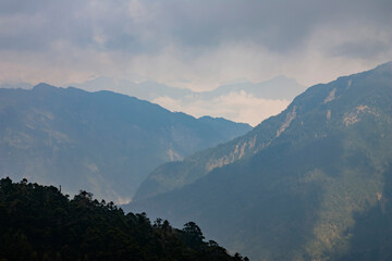 Haze landscape view of the Hehuanshan area
