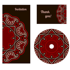 Invitation, greeting card vector template, dark background.