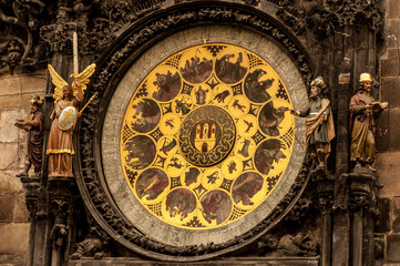 Fototapeta na wymiar Fragment of Astronomical Clock in Prague Old astronomical Clock in Prague 