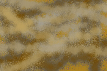 Gold spray paint ink texture. Graffiti painting on the wall. Street art and vandalism. Digitally airbrushed paper background.