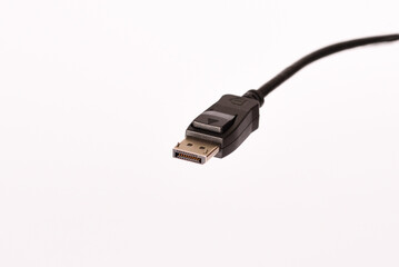 DP cable on the white background, close up.