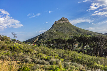 Table Mountain overlooking the city of Cape Town, South Africa. Table Mountain is the most iconic landmark of South Africa.