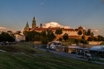 Wawel castle during sunset, Cracow, Poland