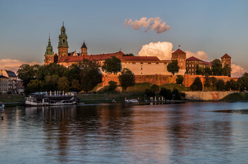 Wawel castle during sunset, Cracow, Poland