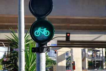 Green light for bycicle lane on a traffic light