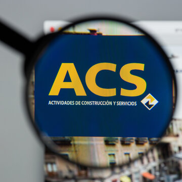 Milan, Italy - August 10, 2017: ACS website. It Actividades de Construcci&oacute;n y Servicios, is a Spanish company dedicated to civil and engineering construction. ACS logo visible.