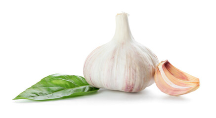 Fresh garlic on white background