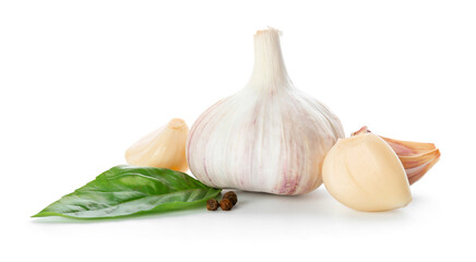 Fresh garlic on white background