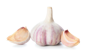 Fresh garlic on white background