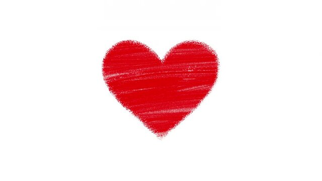 Painted red heart animation, isolated on a white background