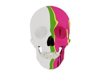 watermelon skull isolated on white, 3d render
