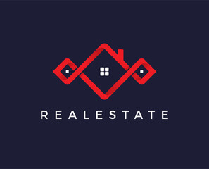 minimal real estate logo template - vector illustration