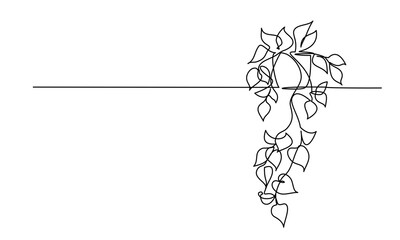 House plant in pot. Continuous one Line drawing © Valenty