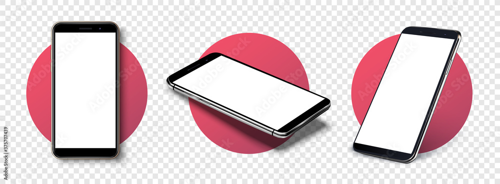 Fototapete smartphone frame less blank screen, rotated position. smartphone from different angles. mockup gener