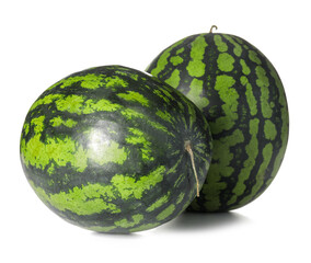 Ripe watermelons on white background