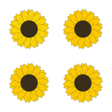 Sunflower icons set. Outline set of sunflower