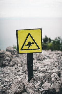 Danger sign along the coast