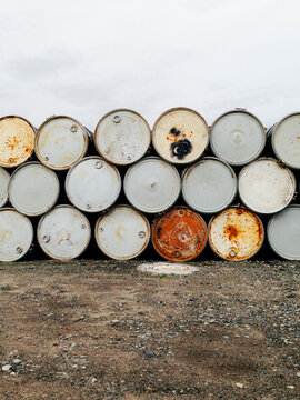 Pile of hazardous waste containers