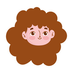 young female face woman brunette hair isolated icon white background