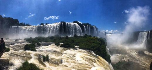 View of the Iguazu waterfalls, between Argentina and Brazil