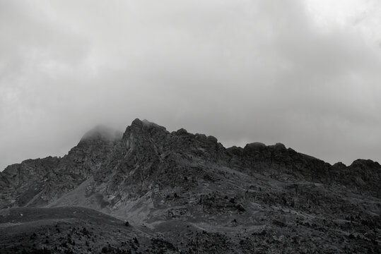 landscape photography with clouds on the high lands on a black and white color.