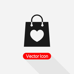 Shopping Bag With Heart Icon Vector Illustration Eps10