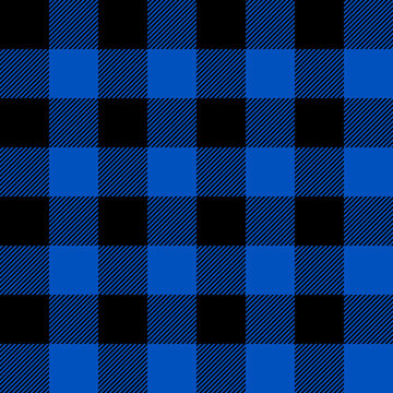 Tartan Sapphire Blue plaid. Scottish pattern in black and blue cage. Scottish cage. Traditional Scottish checkered background. Seamless fabric texture. Vector illustration