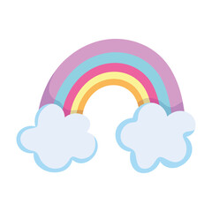 rainbow clouds fantasy magic isolated icon white background
