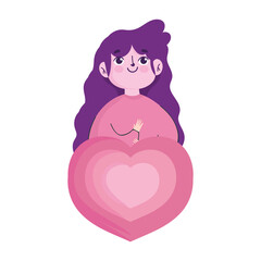 cute girl with hearts love romantic isolated design icon