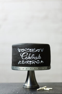 Chalkboard cake with Celebrate message