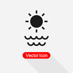 Sun And Sea Icon Vector Illustration Eps10