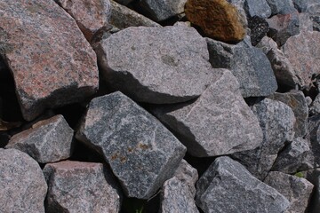 Pile of granite along the riverwalk in downtown Wilmington, NC