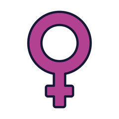 female gender symbol icon, line and fill style