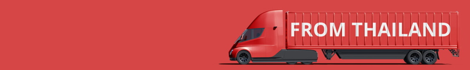 Obraz premium FROM THAILAND text on the side of the trailer truck. 3d rendering