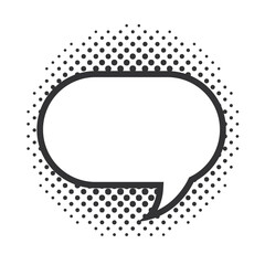 pop art comic speech bubble halftone style, linear design white background