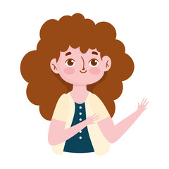cartoon woman young female brunette isolated icon white background