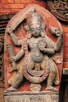 Details of ancient stone statues at various places in Kathmandu.