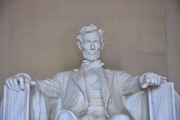 Lincoln Statue in Lincoln Memorial, Washington, District of Columbia DC, USA.