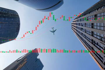 Commercial building and stock market chart