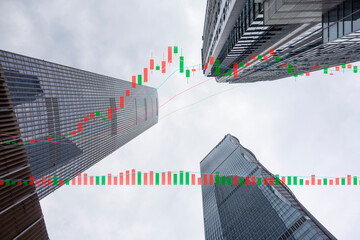 Commercial building and stock market chart