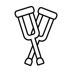 crossed crutches icon, line style