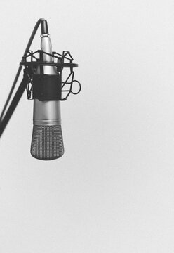 Stock photo of vocal microphone with copyspace