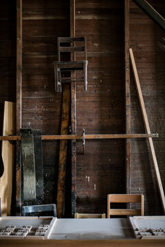 Raw interior of chair woodworking workshop