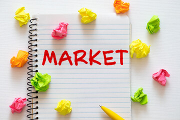 marketing words on spring white note book